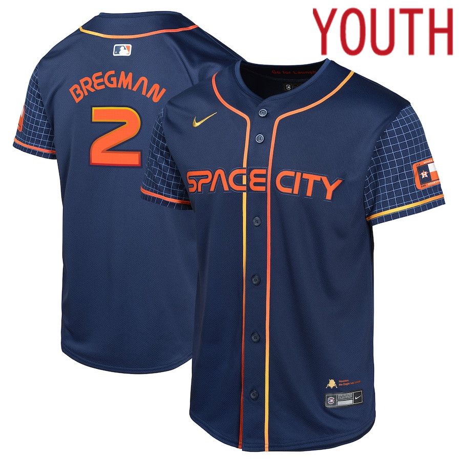 Youth Houston Astros 2 Alex Bregman Nike Navy City Connect Limited Player MLB Jersey